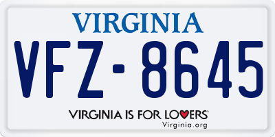VA license plate VFZ8645
