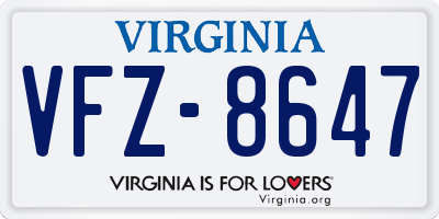 VA license plate VFZ8647