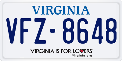 VA license plate VFZ8648