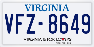 VA license plate VFZ8649