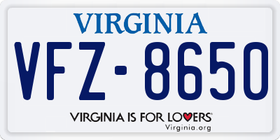 VA license plate VFZ8650