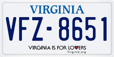 VA license plate VFZ8651