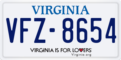VA license plate VFZ8654