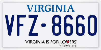 VA license plate VFZ8660
