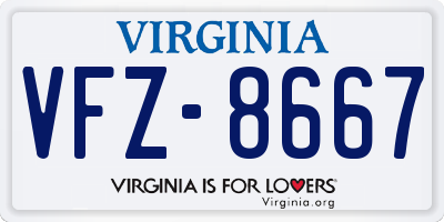 VA license plate VFZ8667