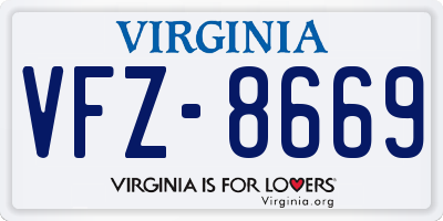 VA license plate VFZ8669