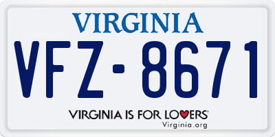 VA license plate VFZ8671