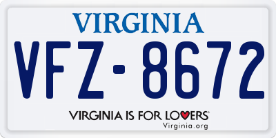 VA license plate VFZ8672