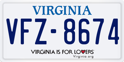 VA license plate VFZ8674