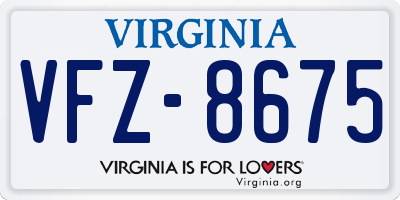 VA license plate VFZ8675