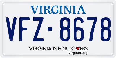 VA license plate VFZ8678
