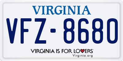 VA license plate VFZ8680