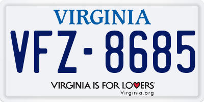 VA license plate VFZ8685