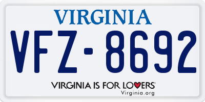 VA license plate VFZ8692