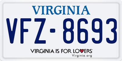 VA license plate VFZ8693