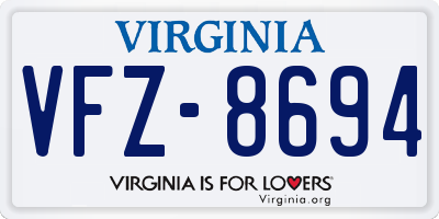 VA license plate VFZ8694