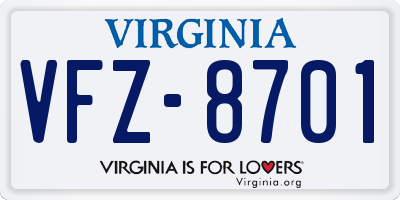 VA license plate VFZ8701