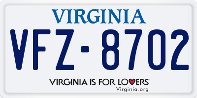 VA license plate VFZ8702