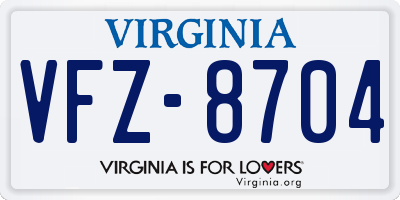VA license plate VFZ8704
