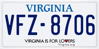VA license plate VFZ8706
