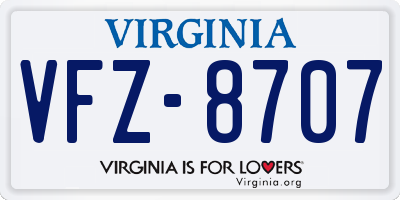 VA license plate VFZ8707