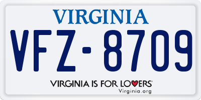 VA license plate VFZ8709