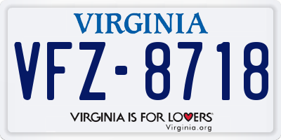 VA license plate VFZ8718