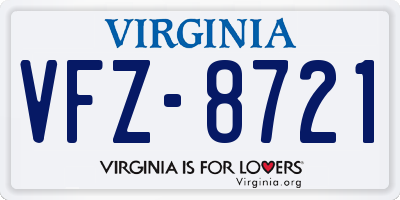 VA license plate VFZ8721