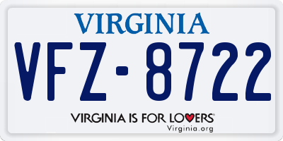 VA license plate VFZ8722