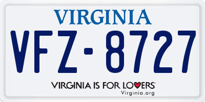 VA license plate VFZ8727