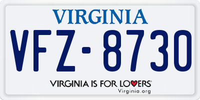 VA license plate VFZ8730