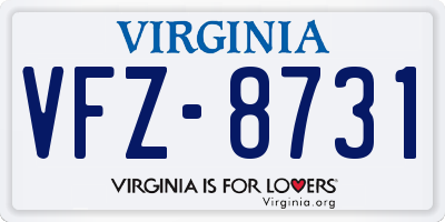 VA license plate VFZ8731
