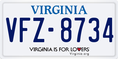 VA license plate VFZ8734