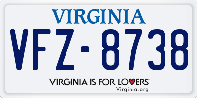 VA license plate VFZ8738