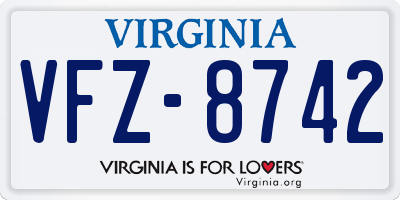 VA license plate VFZ8742