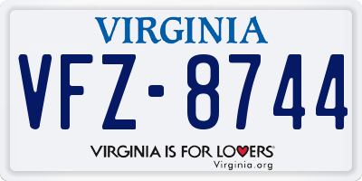 VA license plate VFZ8744