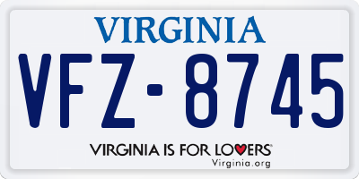 VA license plate VFZ8745