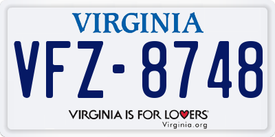 VA license plate VFZ8748