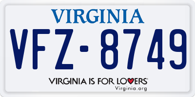 VA license plate VFZ8749