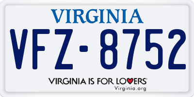 VA license plate VFZ8752