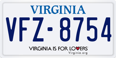 VA license plate VFZ8754