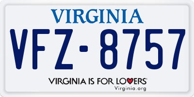 VA license plate VFZ8757