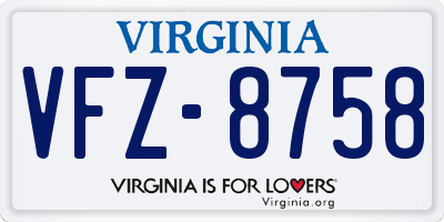 VA license plate VFZ8758