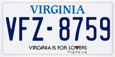 VA license plate VFZ8759