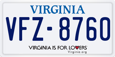 VA license plate VFZ8760