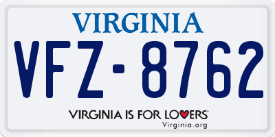 VA license plate VFZ8762