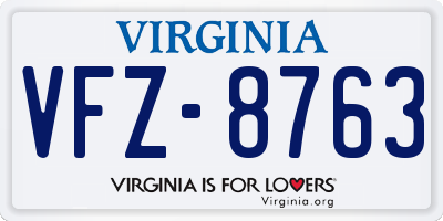 VA license plate VFZ8763