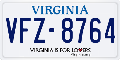 VA license plate VFZ8764