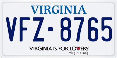 VA license plate VFZ8765