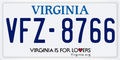 VA license plate VFZ8766